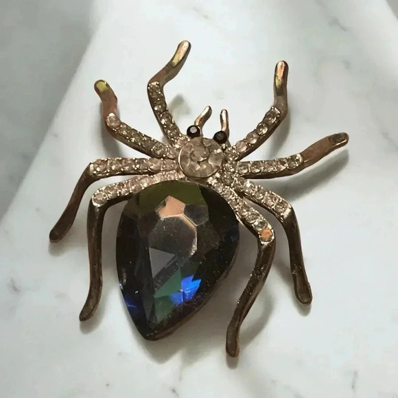 Vintage Rhinestone Spider Silver Tone - Picture 3 of 7